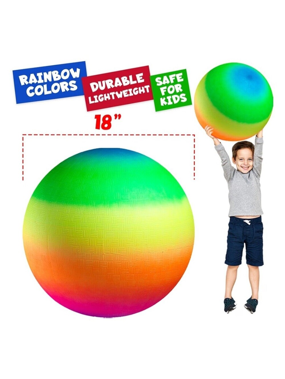 (3) New 18 Inch Rainbow Playground Ball for Kids Jumbo Size Rainbow